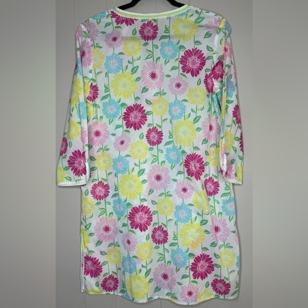 Lilly Pulitzer Natalie 100% Cotton Split Neck Floral Swim Coverup Size Large - Picture 2 of 10